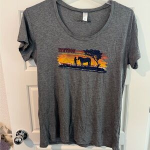 Stetson Gray Tee with Sunset Horse Graphic